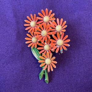 Vintage orange daisies bouquet Weiss pin